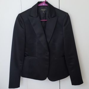 Womens Black Satin Suit Coat & Pants